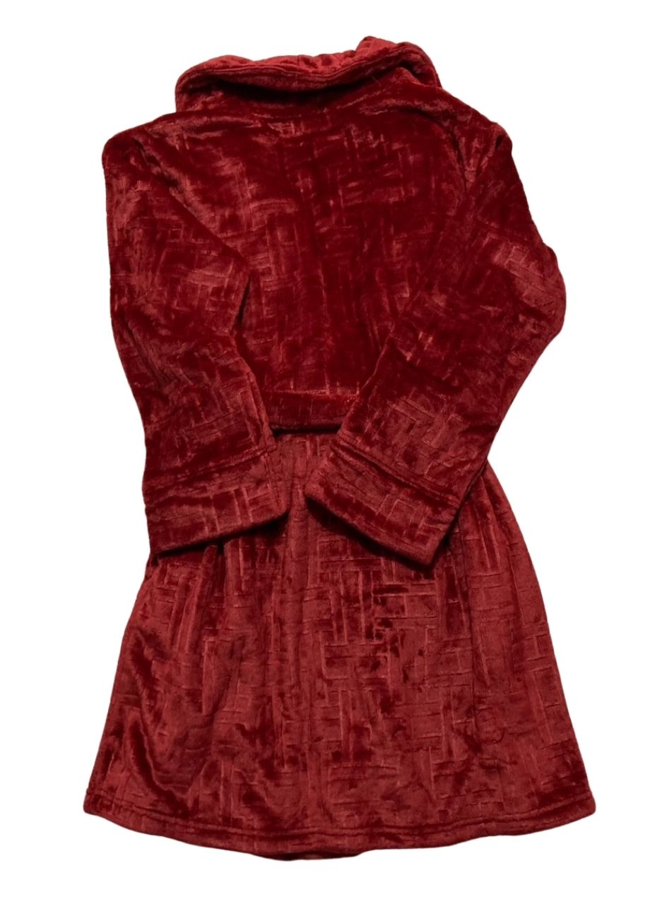 TOMMY HILFIGER Debossed Long Sleeve Plush Robe RED S/M