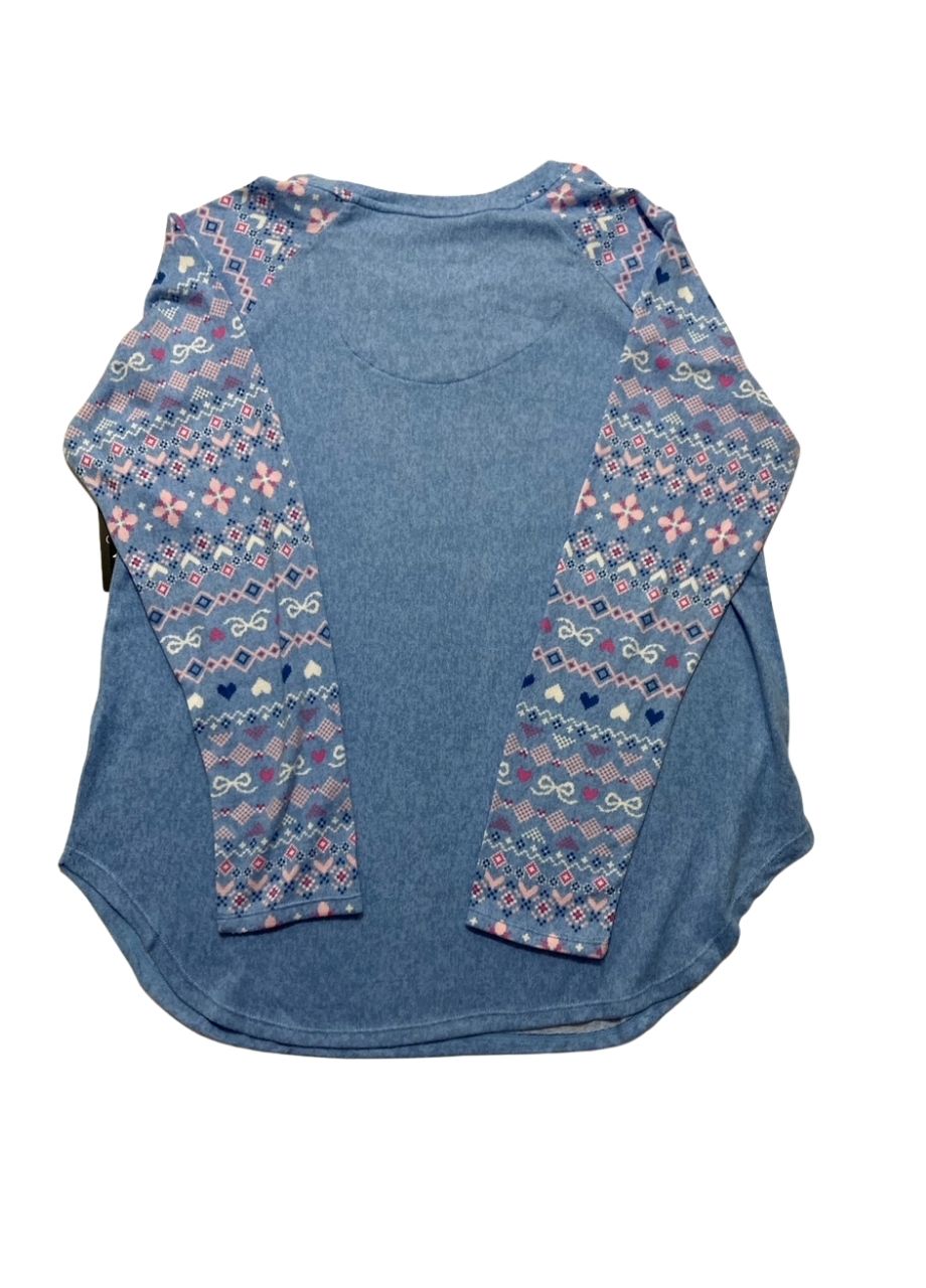 CUDDL DUDS Brushed Sweater Knit Long Sleeve Pajama Top BLUE M
