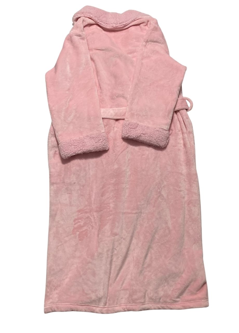 CHARTER CLUB Long Plush Fleece-Trim Robe PINK ROSE QUARTZ XL