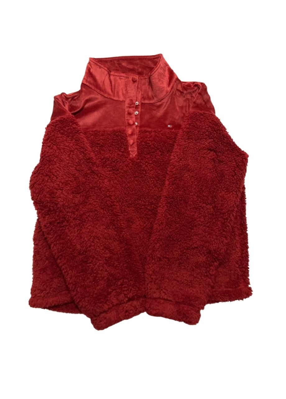 TOMMY HILFIGER 2-Piece Long Sleeves Sherpa Top RED XL