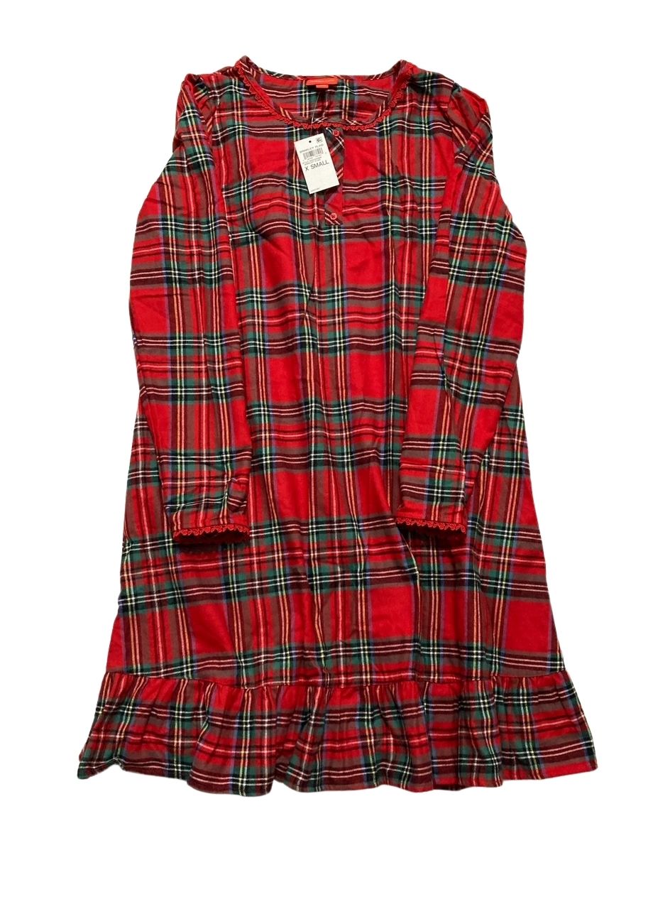 HOLIDAY LANE Brinkley Plaid Flannel Sleep Dress RED XS