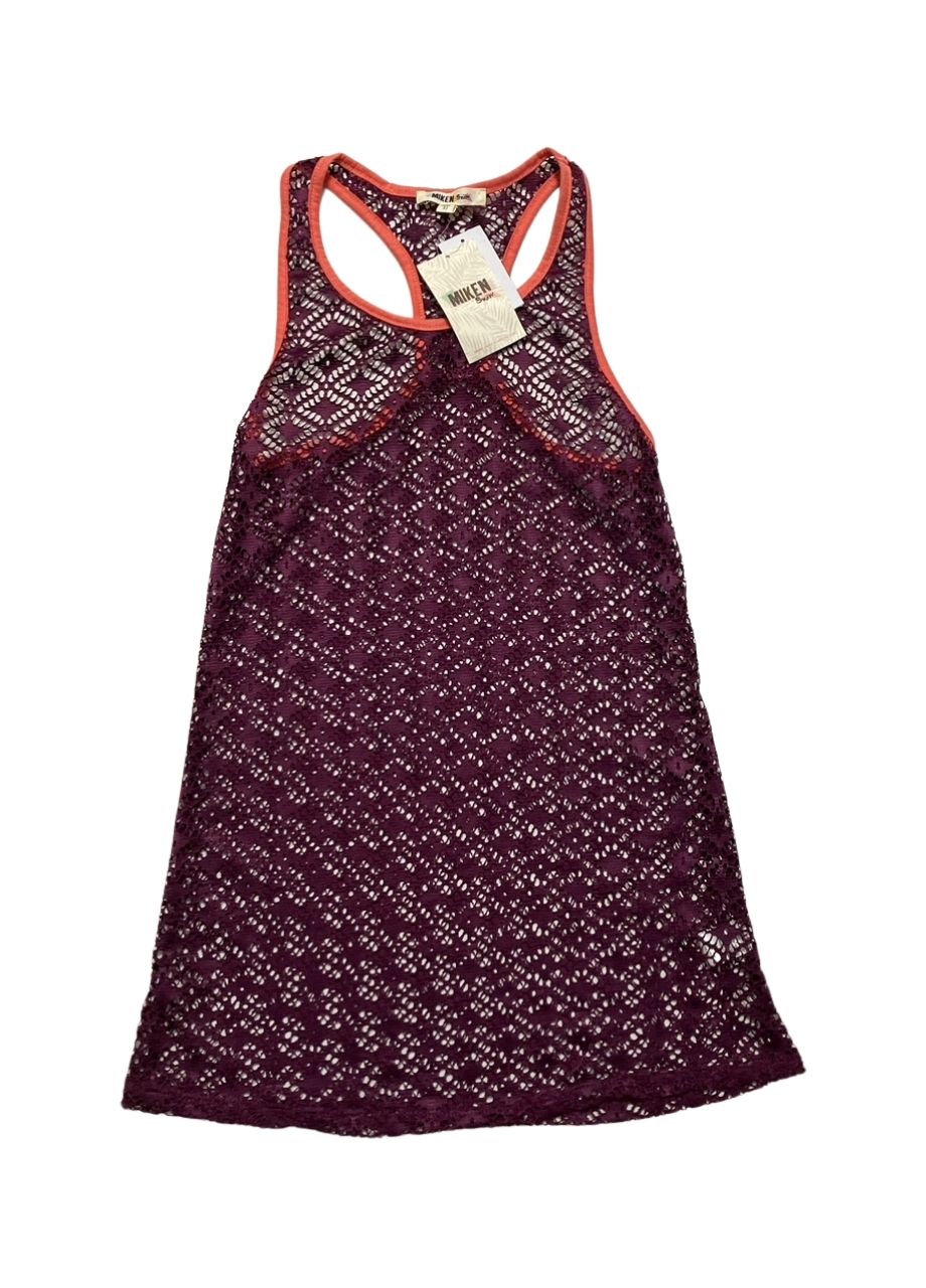 MIKEN Crochet Racerback Dress Swim Cover-Up Soft CORAL XS