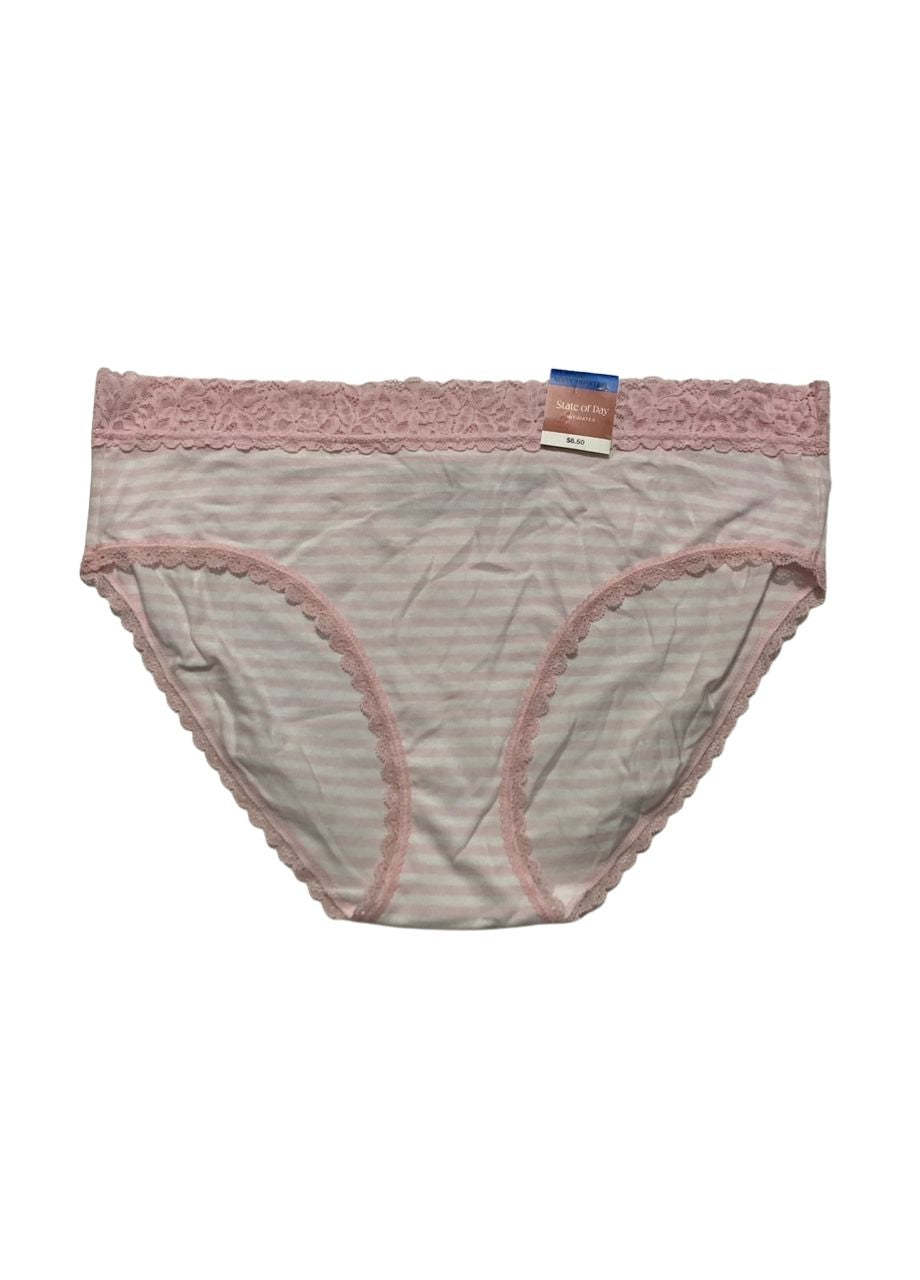 STATE OF DAY Cotton Blend Lace-Trim Hipster Underwear PINK XL