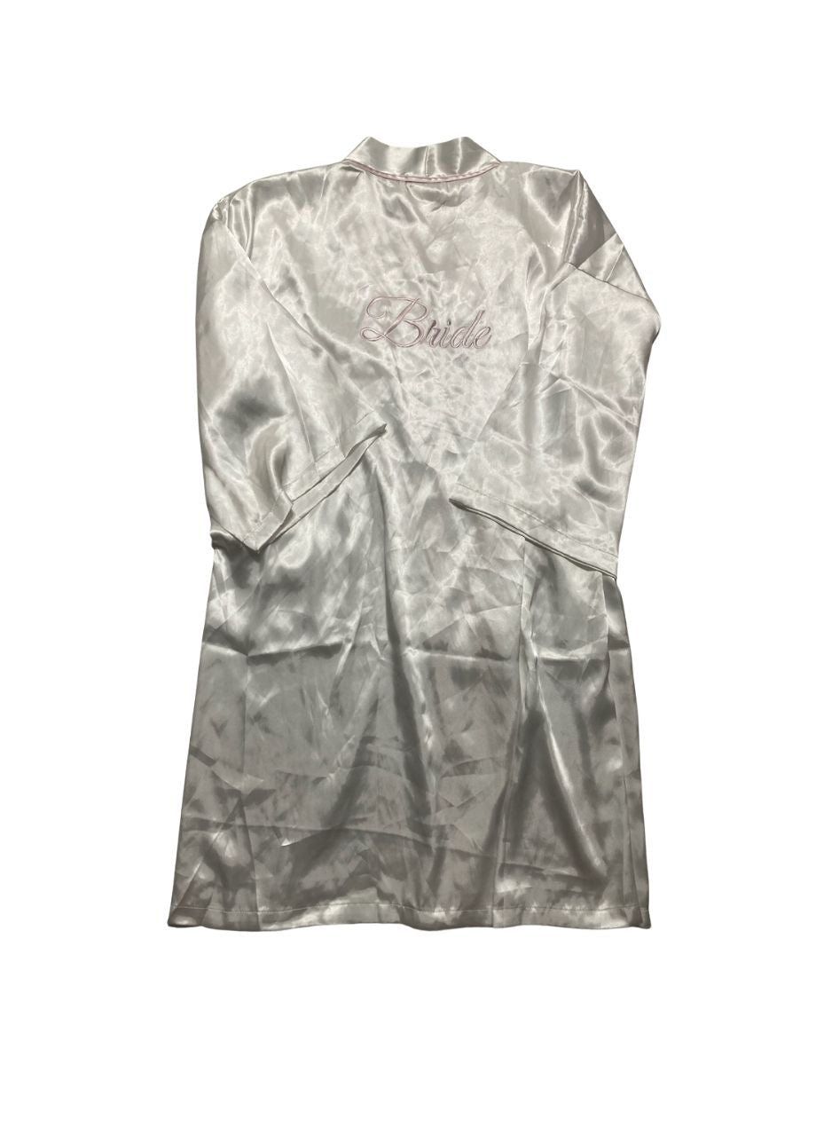 LINEA DONATELLA Bridesmaid Satin Wrap Robe WHITE L