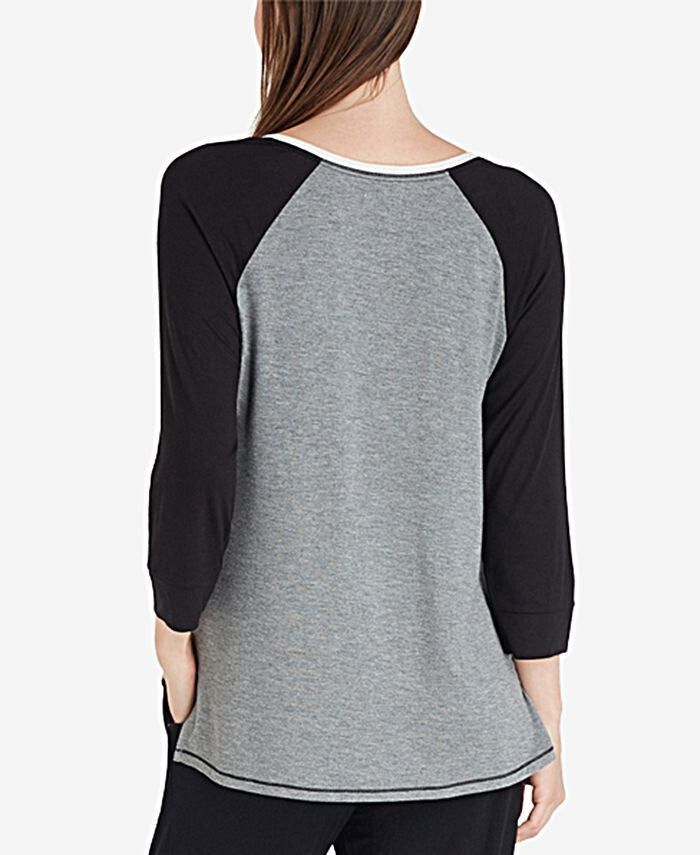Layla Raglan-Sleeve Pajama Top Grey XL