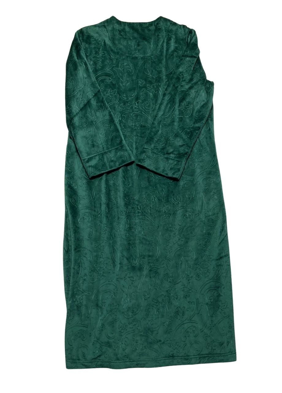 CHARTER CLUB Green Embossed Velour Zip-front Robe GREEN S