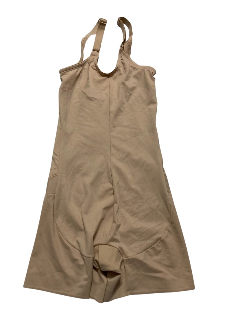 MIRACLESUIT Extra Firm Tummy Tuck Open Bust Bike Shorts Bodysuit WARM BEIGE S