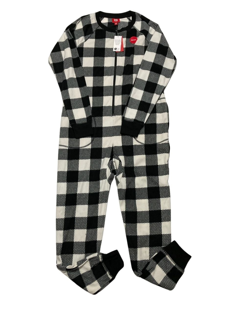 FAMILY PJS Checkered One-Piece Pajamas BLACK S
