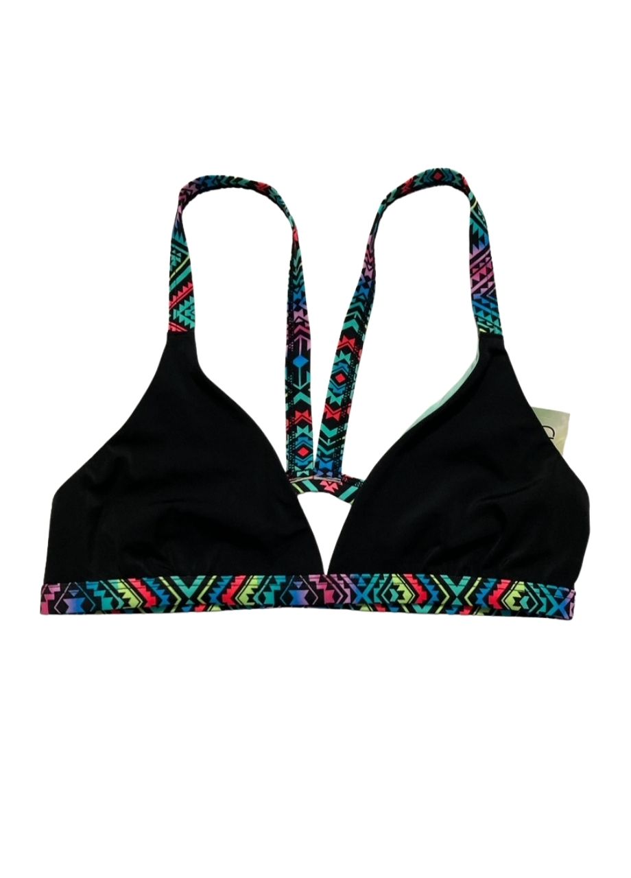 SUNDAZED Geo-Print Gia Strappy Bikini Top BLACK XL