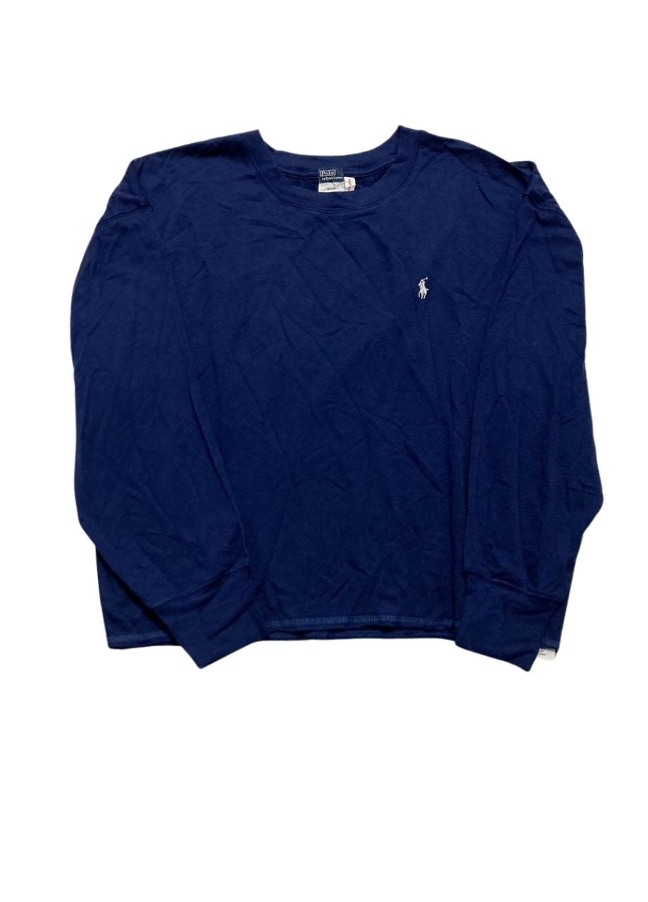 POLO RALPH LAUREN Crewneck Wide Leg Pant Set TERRY NAVY S