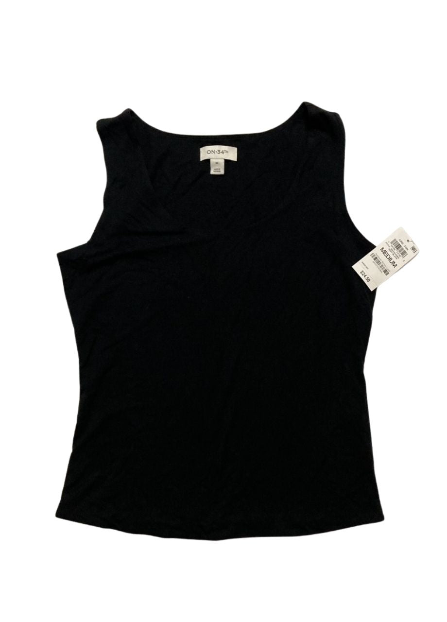 ON 34TH Ribbed High-Neck Tank Top DEEP BLACK M