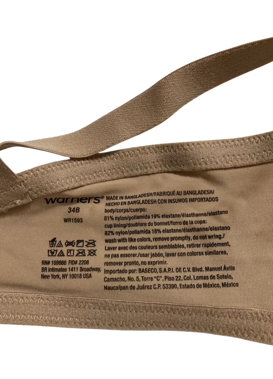 WARNER'S This Is Not A Bra Full-Coverage Underwire Bra TOASTED ALMOND 34B