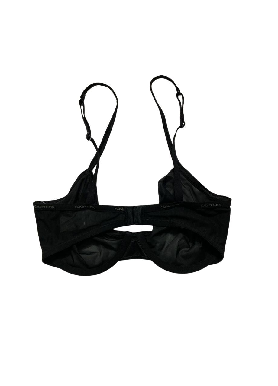 CALVIN KLEIN Sheer Marquisette Unlined Demi Bra BLACK 32D