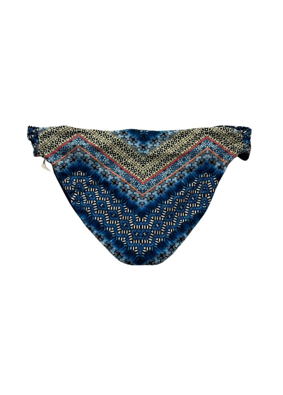 LUCKY BRAND Nomad Chevron Reversibile Side Sash Hipster Bikini Bottom New BLUE L