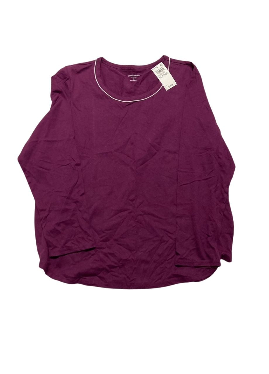 CHARTER CLUB Long-Sleeve Jersey Pajama Set FEATHERS PLUM XL