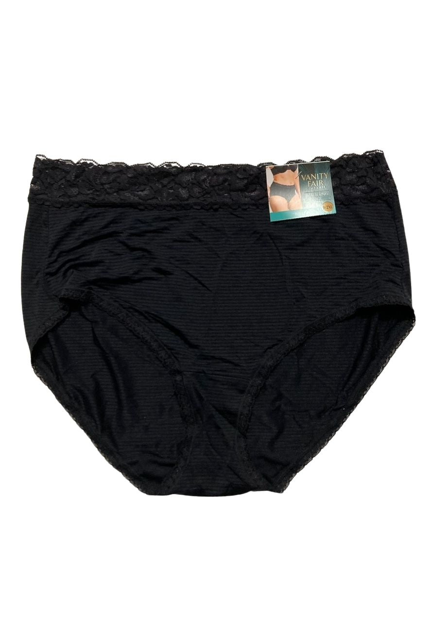 VANITY FAIR Flattering Lace Panties MIDNIGHT BLACK 2XL