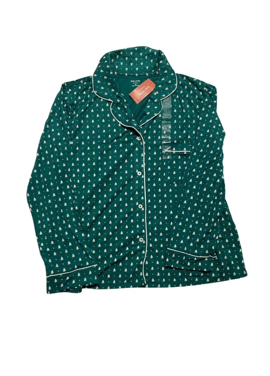 STATE OF DAY Packaged Notched-collar Pajama Set GEO TREES 1X