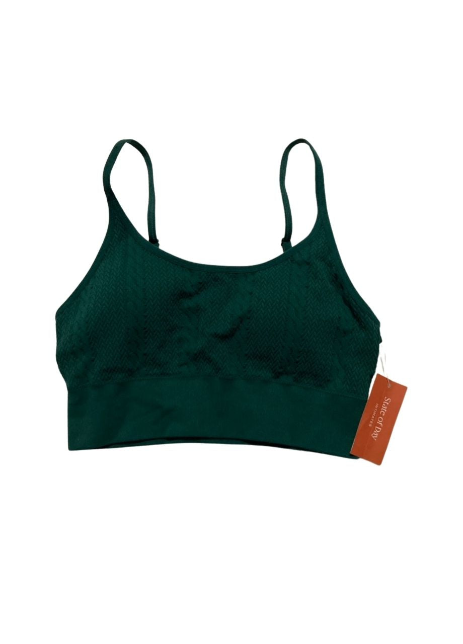 STATE OF DAY Seamless Cable-Knit Bralette GREEN M
