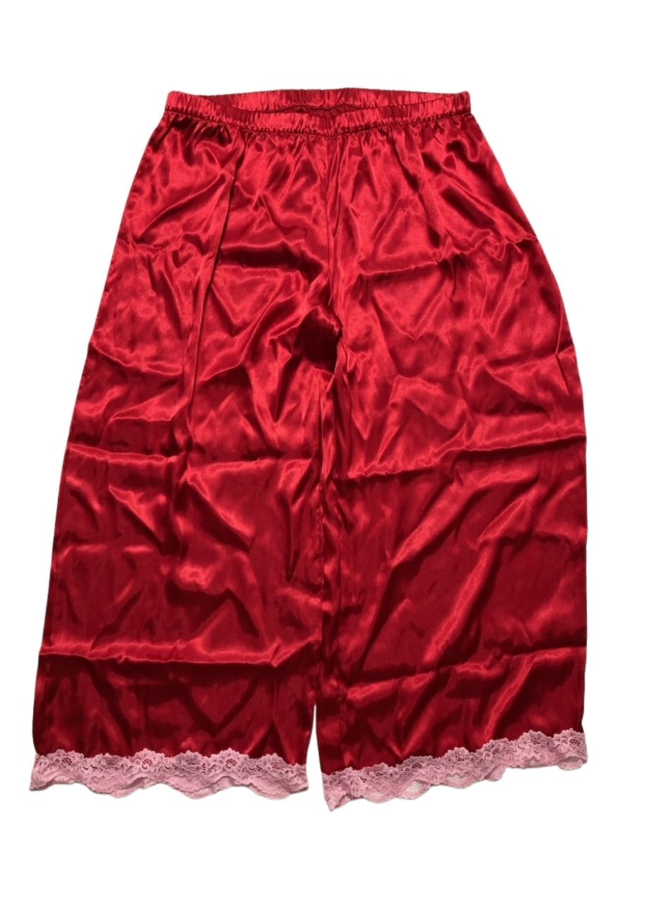 NWD LINEA DONATELLA 2pc. Lace-trm Long Pajama Set RED M