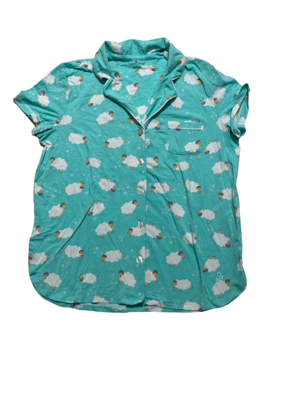 NWD CUDDL DUDS Cropped Notch Collar Pajama Top and Pants BLUE M