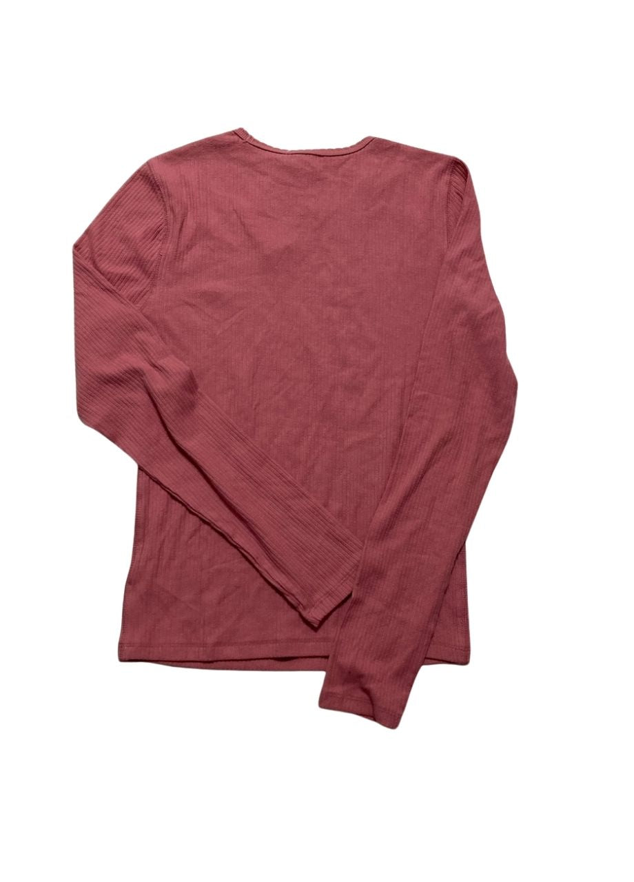 GAP Long-Sleeve Rib Pajama Top PINK M