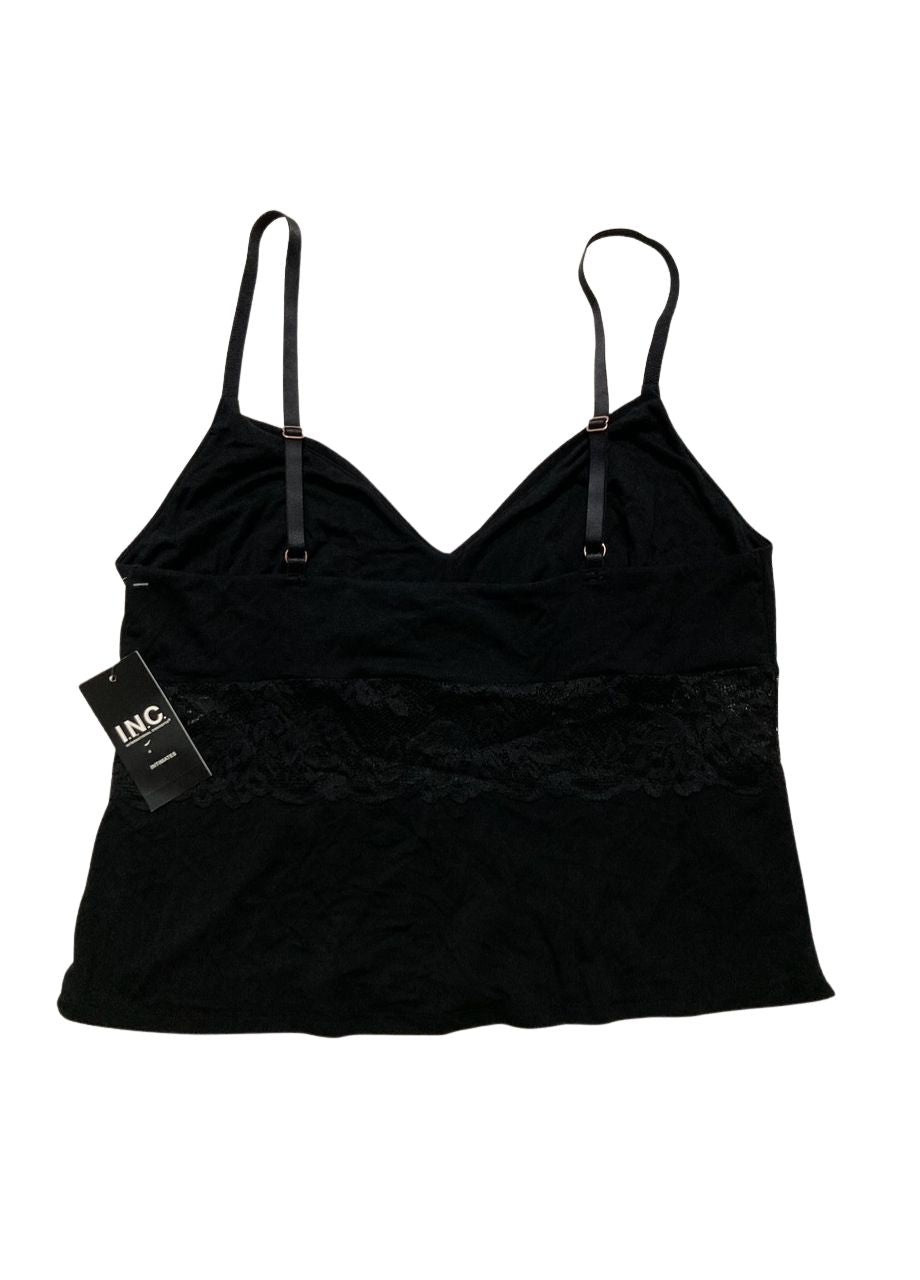 I.N.C Knit Lace-Trim Pajama Top BLACK M