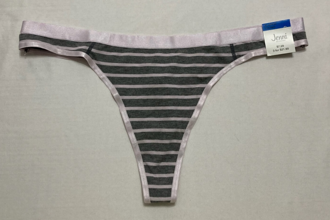 Jenni Striped Thong Panty Black/White XL