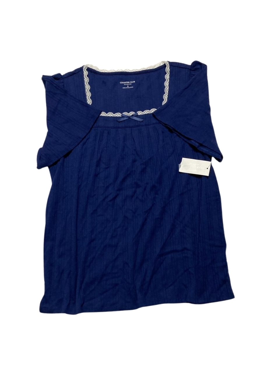 CHARTER CLUB Short-Sleeve Pointelle Knit Pajama Set MEDIEVAL BLUE S