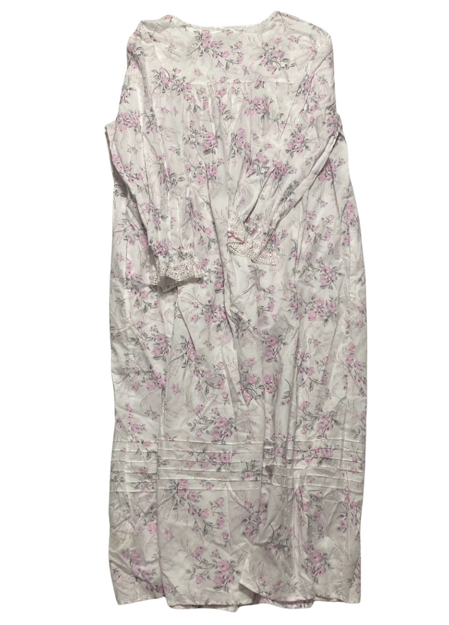 EILEEN WEST Cotton Woven Long Sleeve Ballet Nightgown WHITE XL