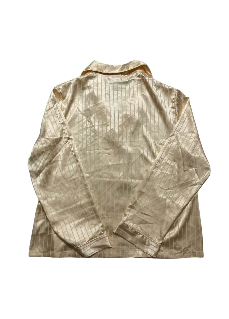 LINEA DONATELLA Satin Shine Stripe Long Pajama BEIGE L