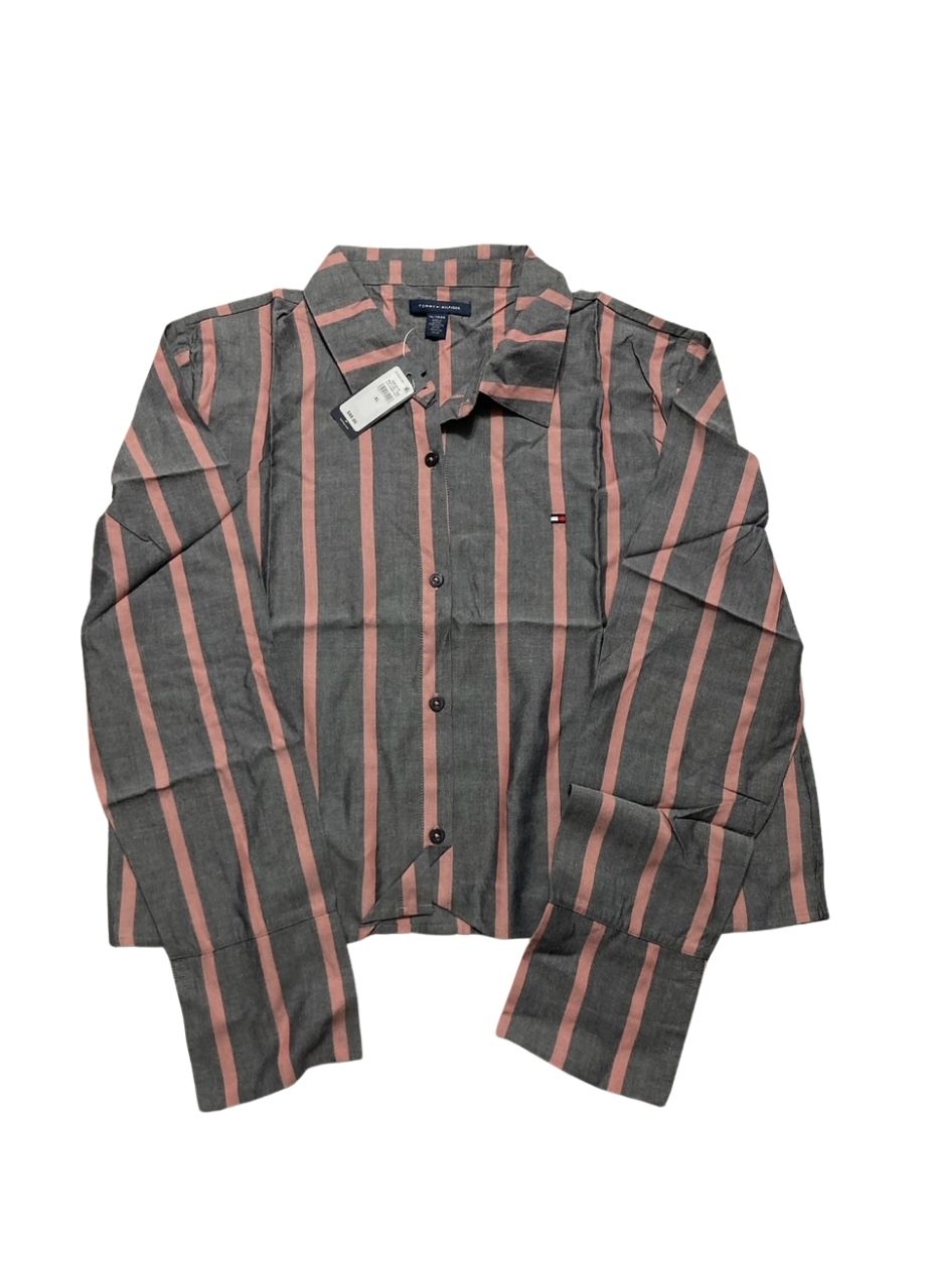 TOMMY HILFIGER Cotton Blend Long Sleeved Checked STRIPE SKY XL