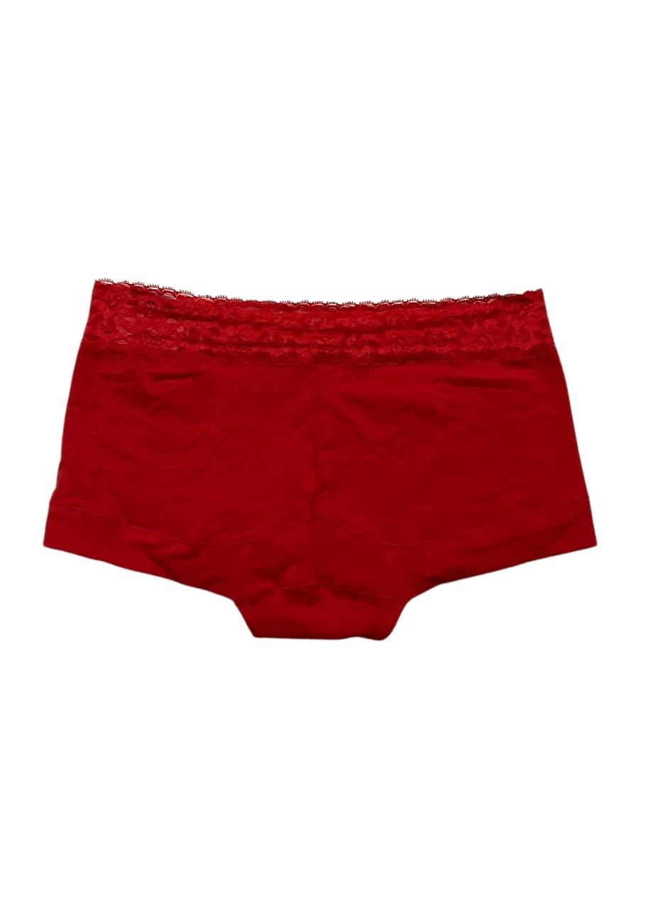 MAIDENFORM Cotton Lace-Trim Boyshort Underwear RED XL