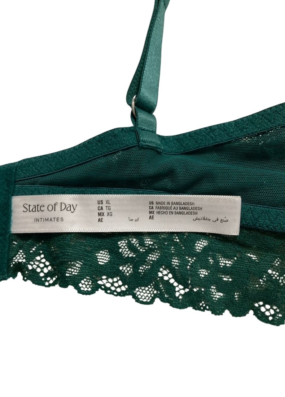 STATE OF DAY Lace Bralette Bundle GREEN XL