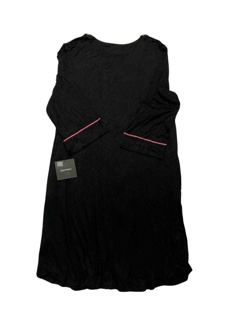 ELLEN TRACY Robe - Soft Stretch Jersey 3/4 Sleeve Zip Front Lounge Robe BLACK M