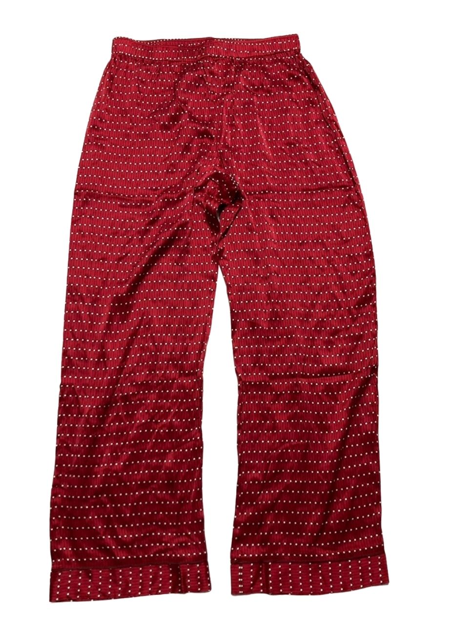 EBERJEY Printed Washable Silk Long Pajama Bottom RED M
