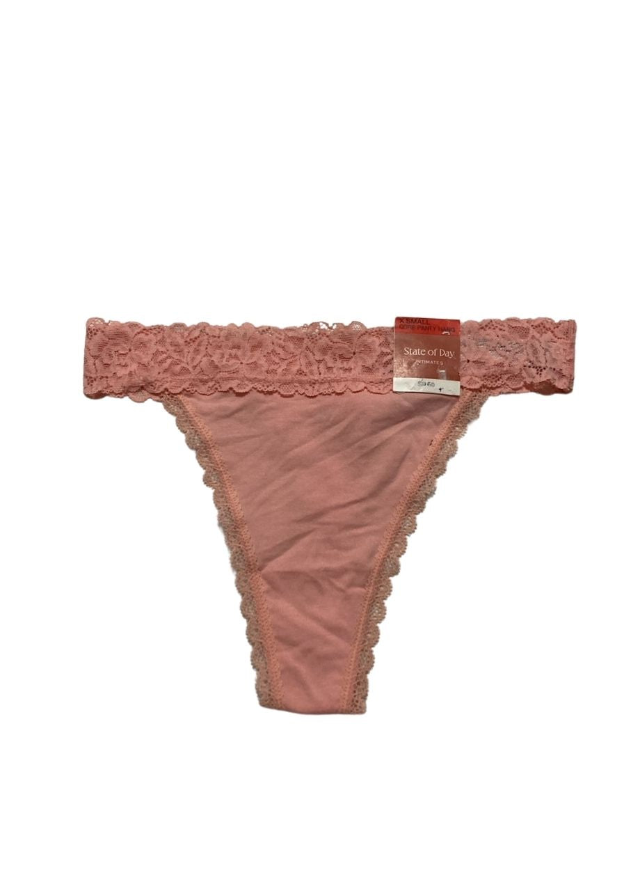 STATE OF DAY Cotton Blend Lace-Trim Thong Underwear PINK