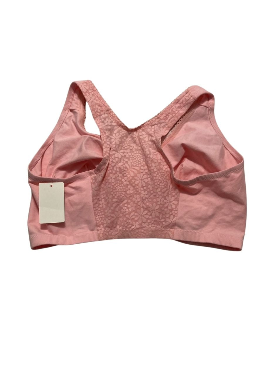 GLAMORISE Front-Closure Cotton T-Back Wirefree PINK 48DD