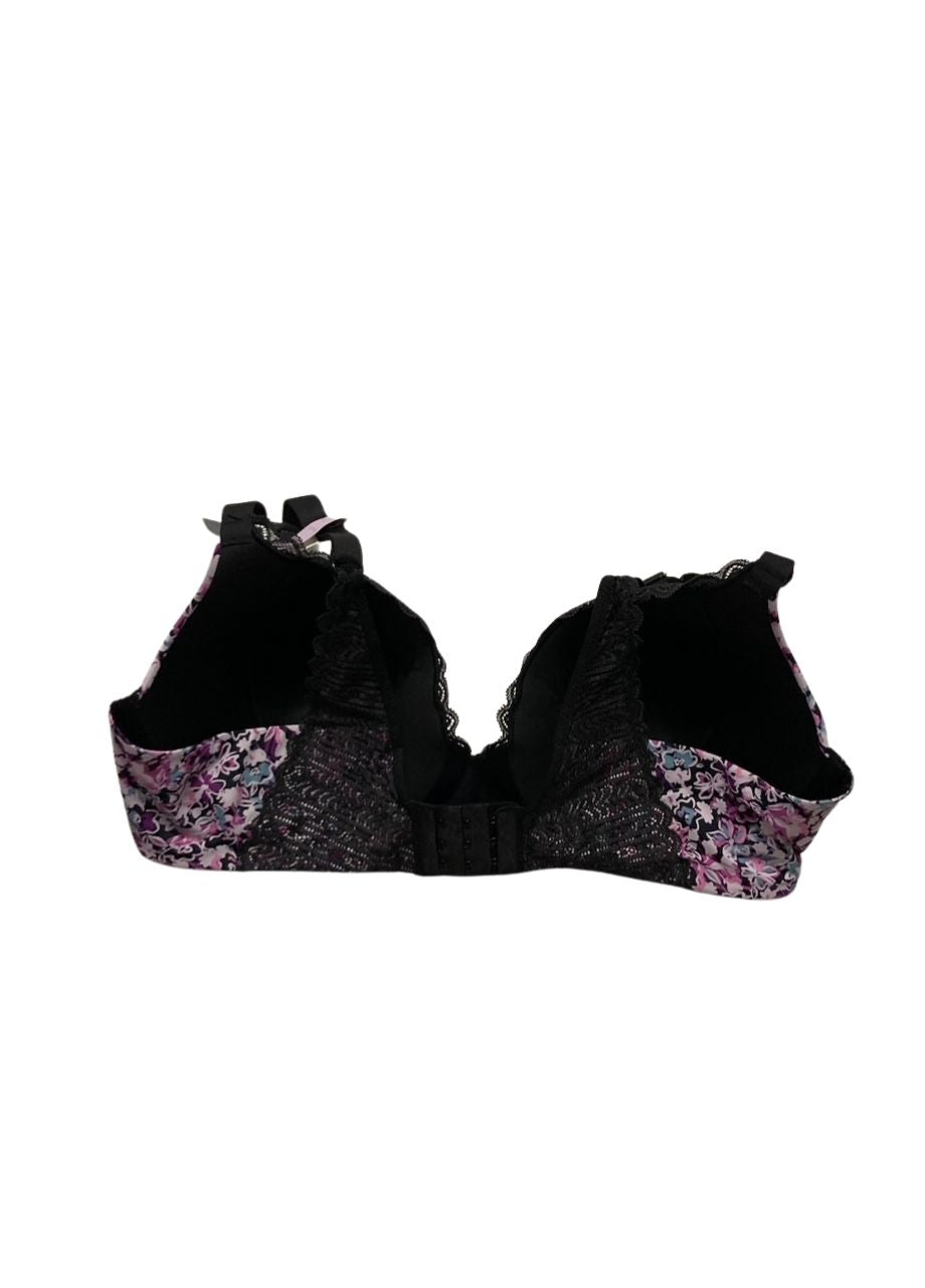 MAIDENFORM Comfort Devotion T-shirt Bra, Underwire Bra BLACK FLORAL 38D