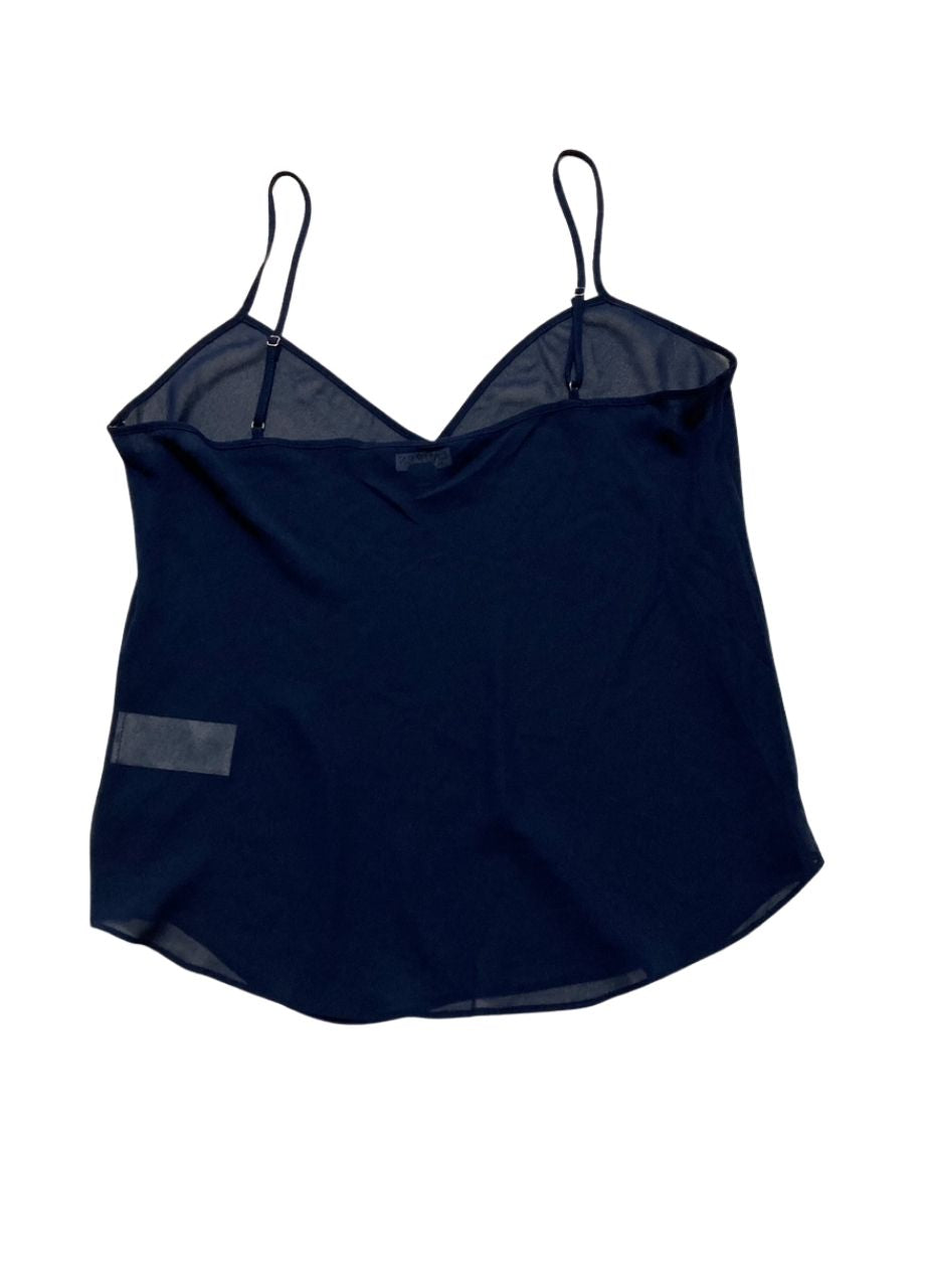 RALPH LAUREN Sheer Chiffon Cami Top with Adjustable Spaghetti Straps NAVY M