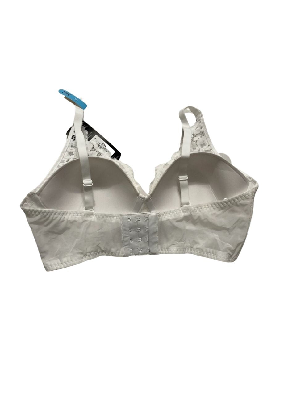 MAIDENFORM Lace Bralette, Padded Longline Bralette WHITE 36C