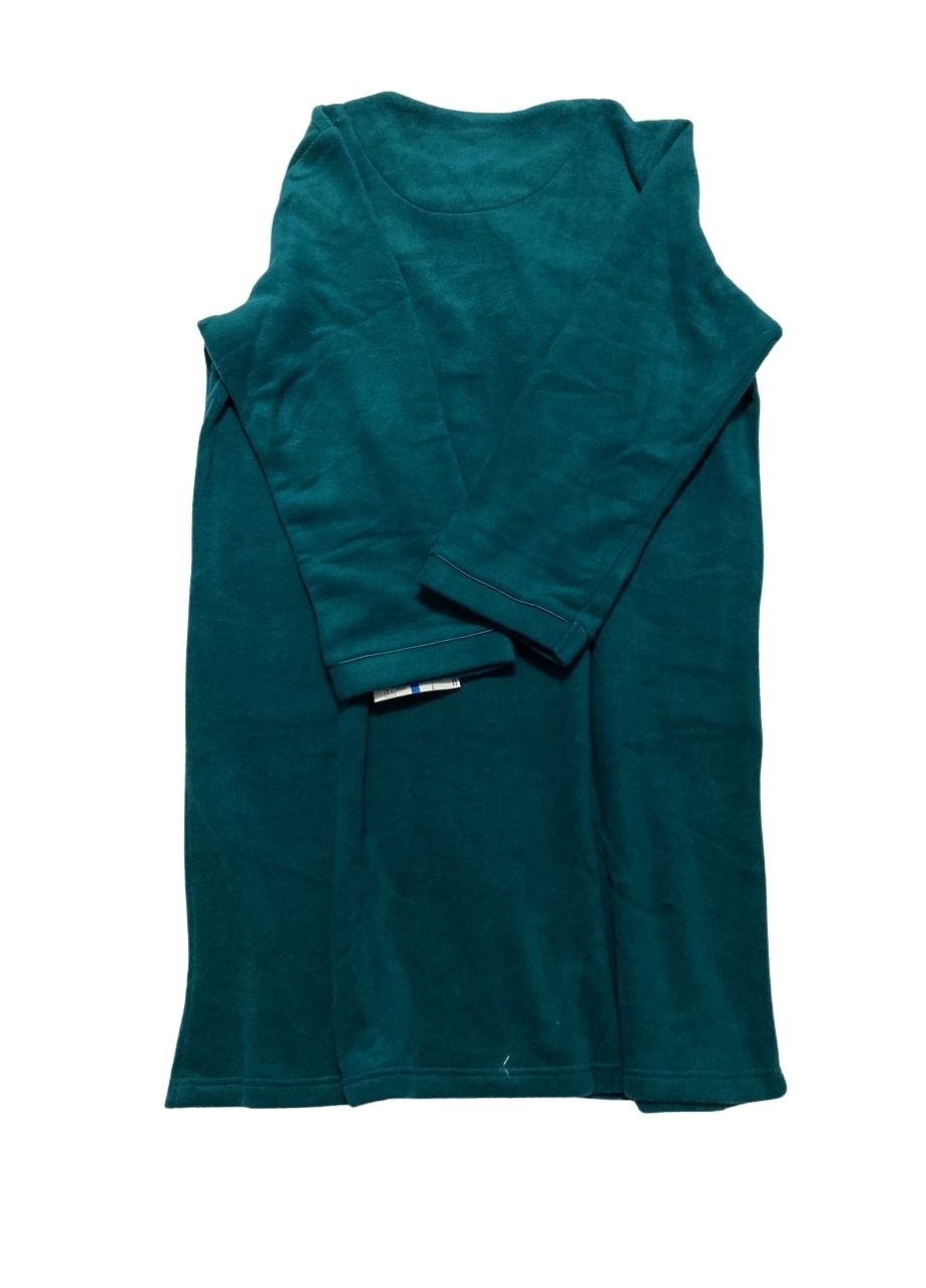 MISS ELAINE Short Fleece Robe with Pockets EMERALD XL