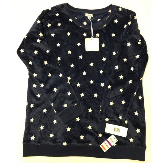 Jenni Faux Fur Only Pajama Top Navy Star XXL