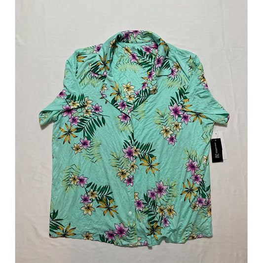 INC Up All Night Heavenly Soft Notch Collar Only Pajama Top Multicolor 2XL