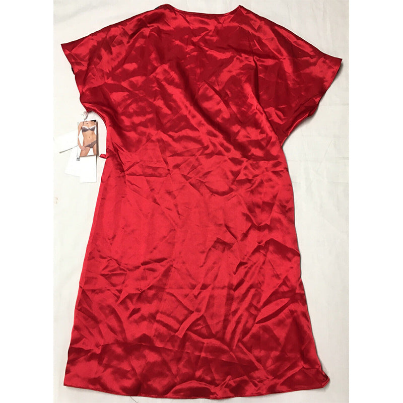 Linea Donatella Flirtations Charmeuse Wrap Robe Red M