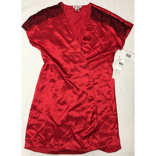 Linea Donatella Flirtations Charmeuse Wrap Robe Red M