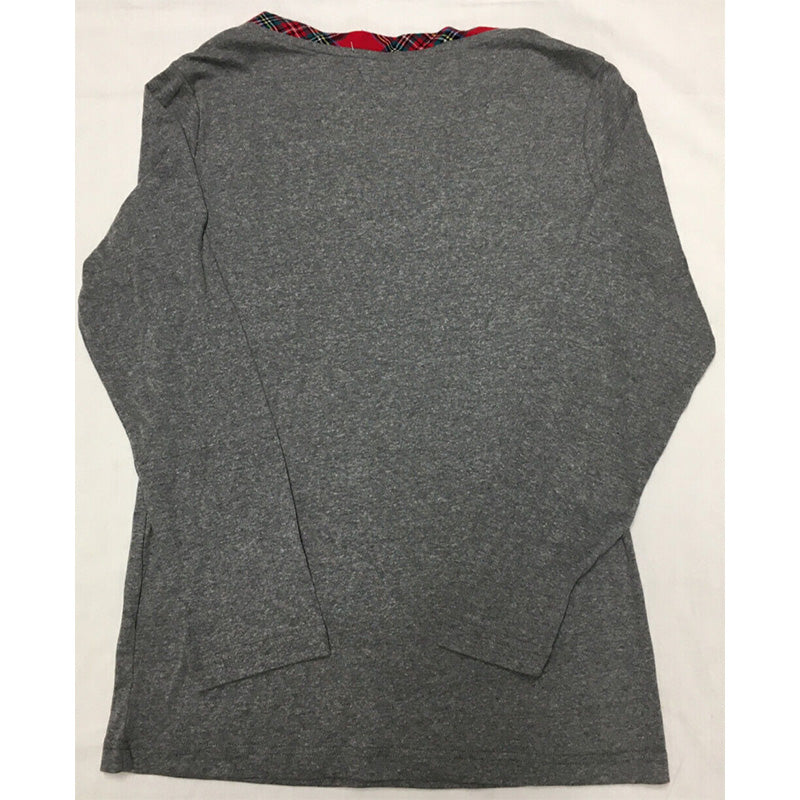 Charter Club Plaid Mix It Pajama Top Gray M