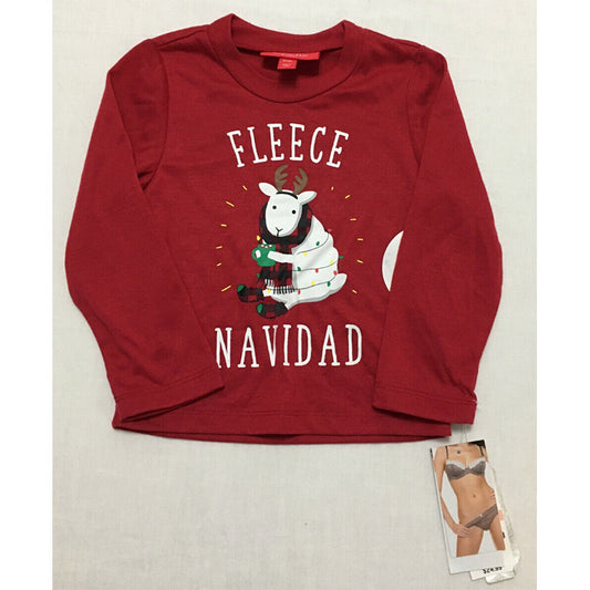 Family Pjs Matching Fleece Navidad Only Pajama Top Red 2T/3T