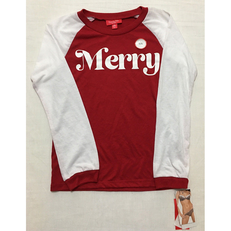 Family Pajamas Matching Kids Merry Pajama Top Red 10-12