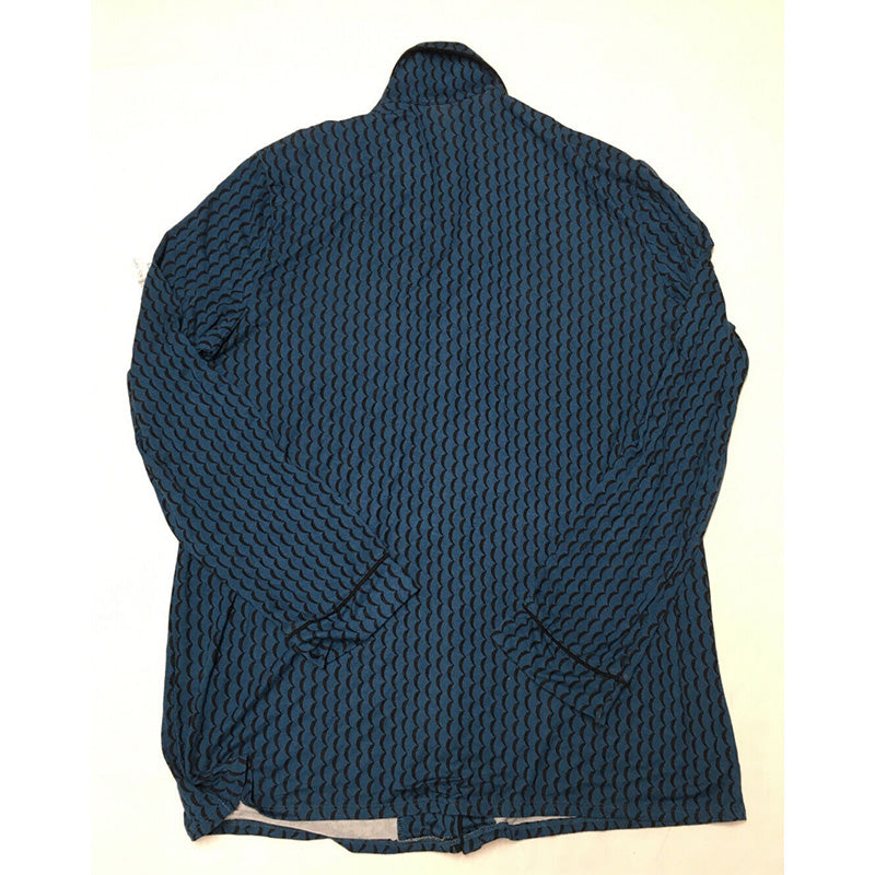 Alfani Printed Ultra-Soft Pajama Top Blue L