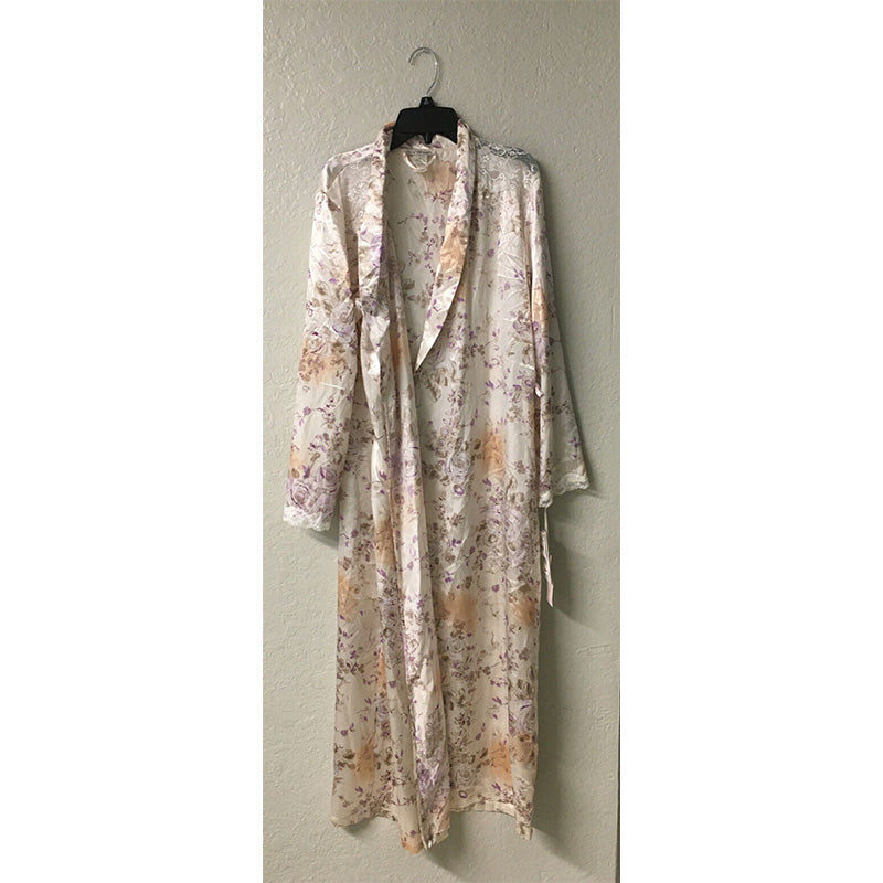 NWD Linea Donatella Women's Satin Floral-Print Robe L/XL